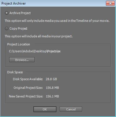 Spara och dela dina filmer 285 projektets filnamn. Använd det här alternativet för att förbereda ett färdigt projekt för arkivering innan du tar bort det från hårddisken. Obs!
