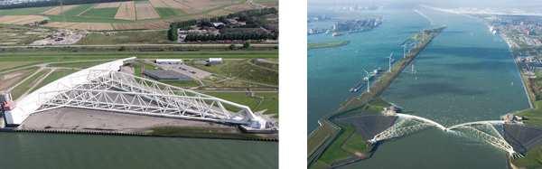 Maeslant-barriären (Maeslantkering) ligger i Nieuwe Waterweg kanalen och leder till en stor del av hamnområdet i Rotterdam.