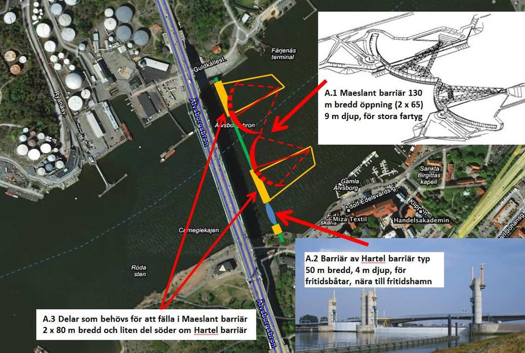 I mitten av älven är djupet ungefär 9 meter (ca 240 meter av bredden) och övriga delar (ca 120 meter av bredden) är djupet ungefär 4 meter. Figur 24.