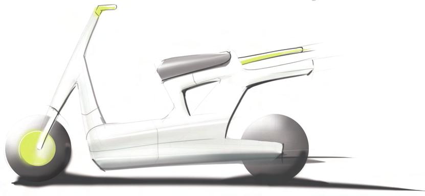 05 Konceptförslag Utifrån förutsättningarna på den elmoped vi utgått från och researchen på andra mopeder och potentiella målgrupper togs det