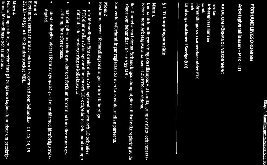 Arbetsgivaralliansen samt me! la n AVTAL OM FÖRHANDLINGSORDNING Arbetsgivaralliansen - PTK - LO FÖRHANDLINGSORDNING Mom 4 tions-, förhandlings- och talefrister.
