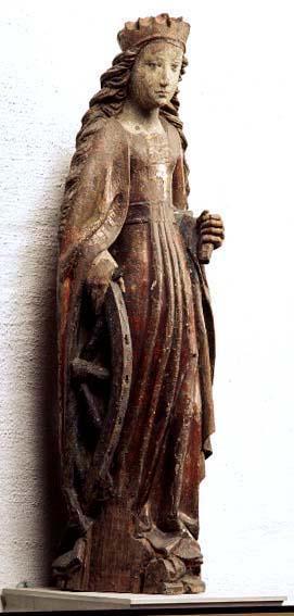 Den är utförd under 1400-talets slut av den kände skulptören Bernt Notke från Lübeck. Rester av ett altarskåp av hans hand finns också i sakristian och på Historiska muséet i Stockholm.
