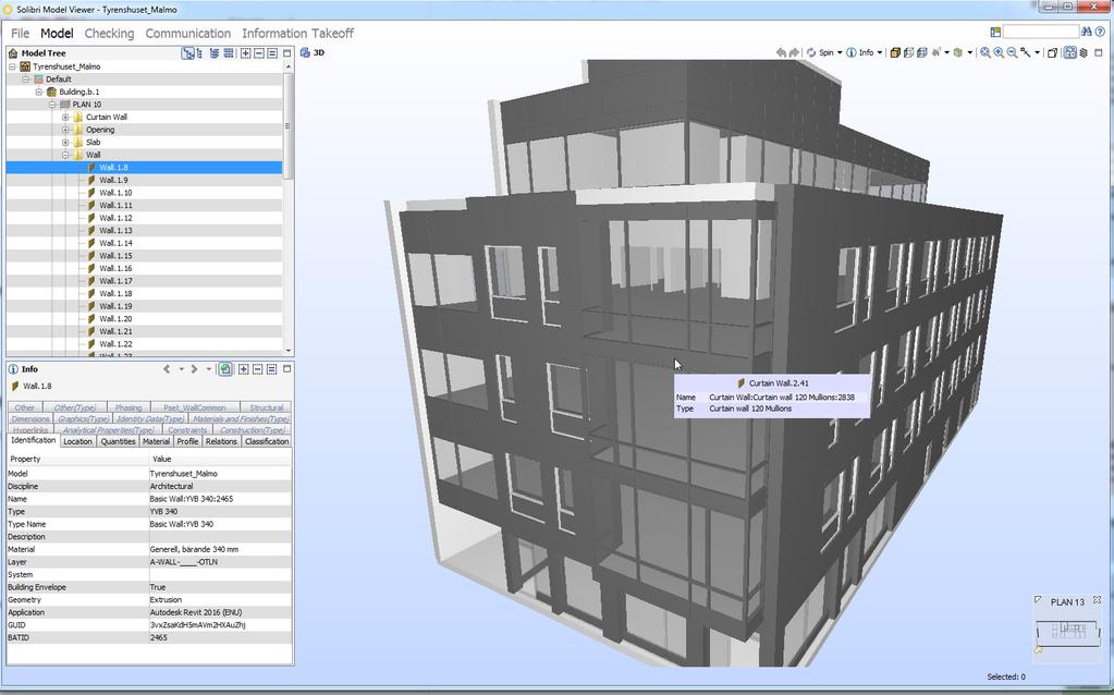 Exempel på kravställd leverans av Indata från BIMrelationshandling till underlag för geodata leverans (bantad BIM-modell 4 MB) Det är bara en begränsad del av den totala BIM modellen som behöver gå