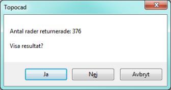 Genom att klicka på Kör så får vi ett resultat. Detta resultat kan visas dels som tabell och dels direkt i ritningen.