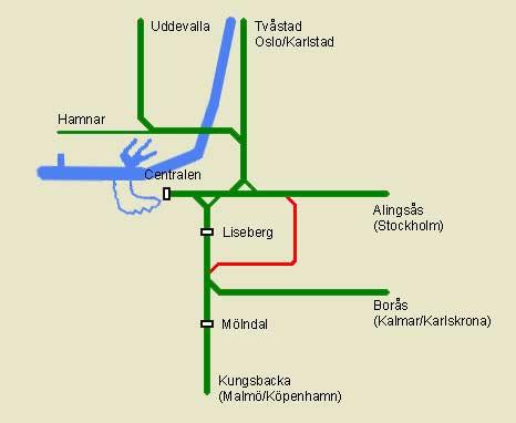Förstudie Göteborg C - Almedal 2001-12-04 För att få plats med fyra spår genom Gårdatunneln krävs en utökning av tunnelsektionen.
