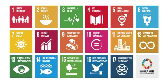 Bilaga 2 Agenda 2030 Globala mål för utveckling De nya globala målen för hållbar utveckling (Sustainable Development Goals, SDG:s) antogs av världens ledare i slutet av september 2015, och ska gälla