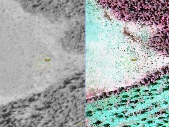 Två bilder över samma myr fotograferade med ca 50 års mellanrum.