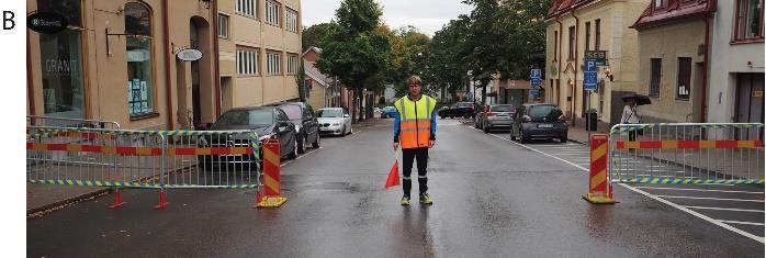 För att göra det tydligt på kartan har vi valt att redovisa hela sträckan med heldraget tjockt violett streck (se bild A) och i öppningen är heldragen snitsel ersatt med flaggvakt, vilket gör att