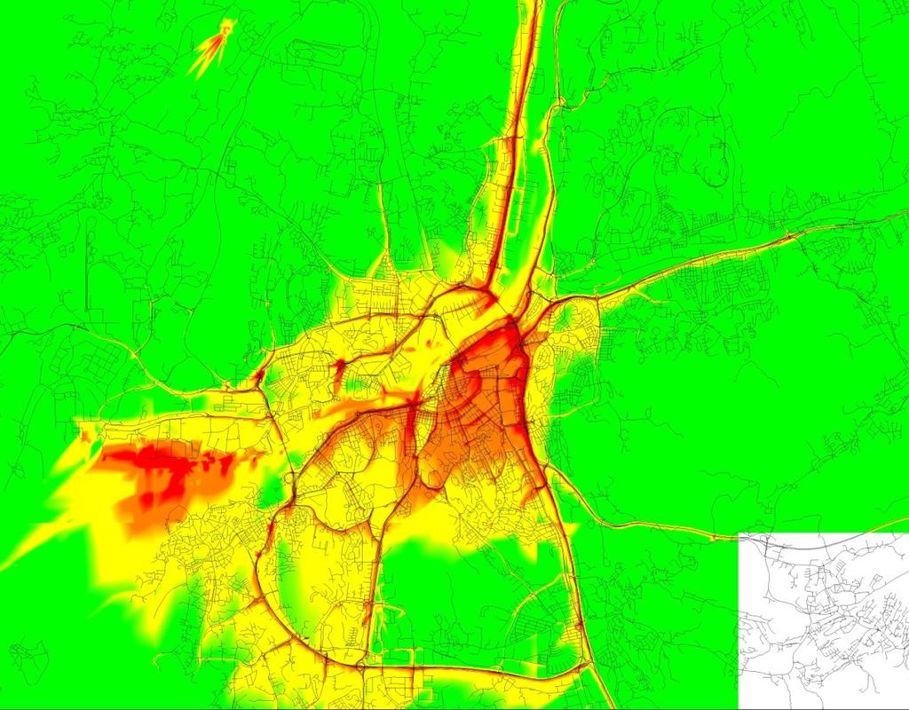 Årsmedelhalterna överskrids enbart i närheten av större trafikleder och