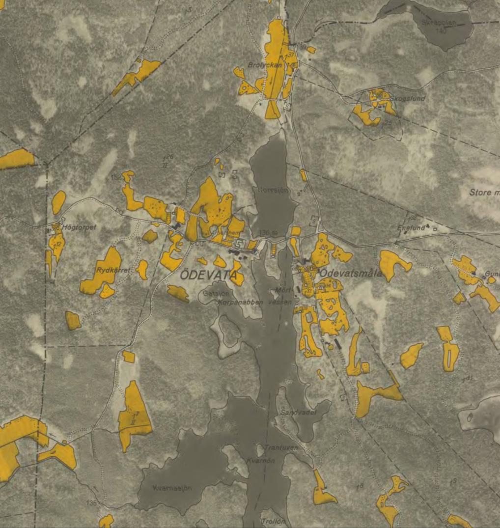 Karta från ca 1940, dvs 100 år efter kartan ovan.