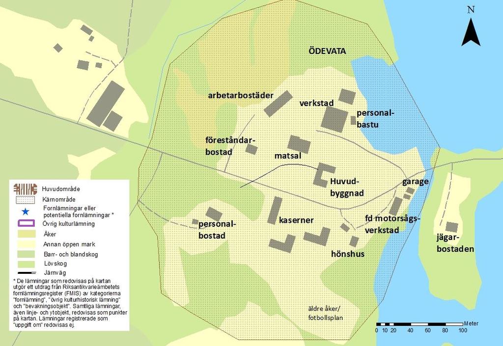 Kärnområde Ödevata Ödevata präglas idag av den institutionella karaktären. De bevarade kasernerna i 1970-talsstil bidrar till detta.