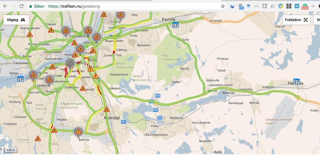 nu" under EU-toppmöte 2017-11-17 15:37 I Wazes karta var däremot hela den