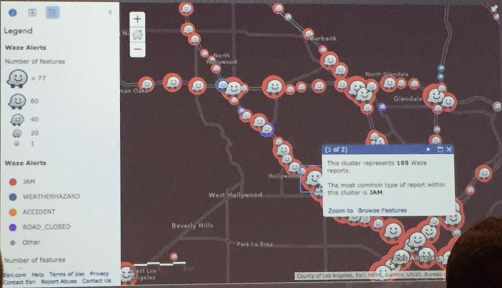Även företag såsom ESRI erbjuder integration av Waze-data i sina GISprodukter för analys av flaskhalsar i vägnätet och för