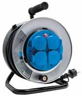 Maximal belastning: 3 000 W (utrullad)/1 000 W (inrullad). PET säker. KABELVINDA PRO, IP44 ART NR. RDOE-KABEL KABELLÄNGD 33 03 22 H07RN-F 3G1.5 mm 2 25 m 33 03 23 H07RN-F 3G1.