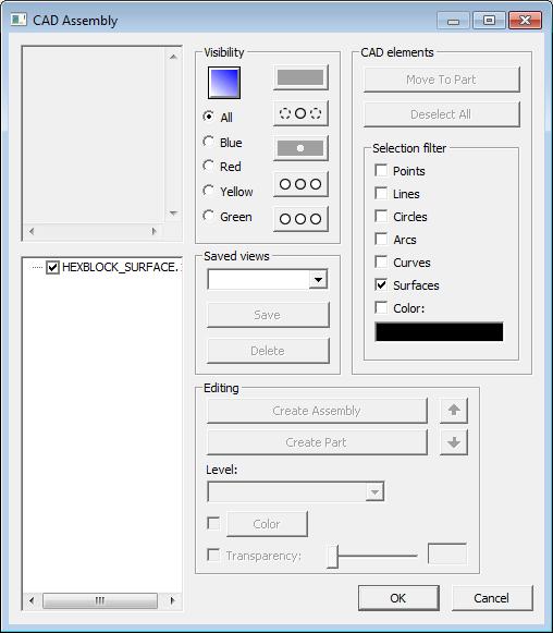 För att byta ut CAD-modellen och bevara vyer och offset position och rotation mot maskinens koordinatsystem kan modellen importeras i strukturträdet i dialogen CAD Assembly.