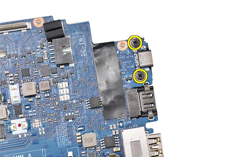 7 Ta bort M2,0 5,0-skruvarna som håller fast USB Type-C-fästet.
