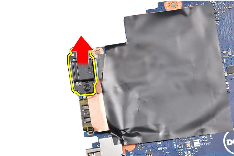 Installera moderkortet 1 Placera USB Type-C-porten tillsammans med fästet i uttaget på moderkortet. 2 Sätt fast tejpen som håller fast Type-C-portfästet.