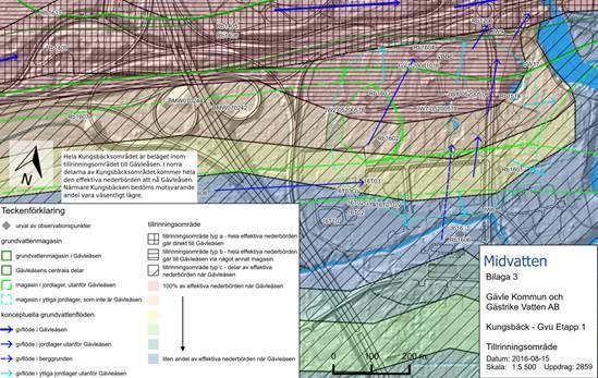 av ett sidomagasin som har hydrologisk kontakt med åsen, men där transporttiden är något längre än inom kärnområdet (muntligen Gästrike Vatten 2016-11-29).