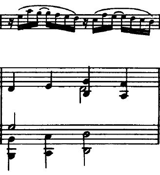 Modulationen till Gb-dur sker väldigt diskret då Saint-Saens använder sig av väldigt smidiga harmoniska progressioner fram till den nya tonarten. (tema 2, fast modulerad till tonarten Gb-dur.