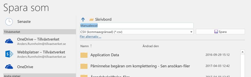 Se till att den första raden på arket innehåller rubriker på de