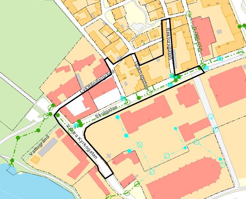 Den nya dagvattenledningen är 230 m lång och i samband med projektet strumpinfodrades också 230 m spillvattenledning på Skolgatan och i anslutning till Skolgatan.