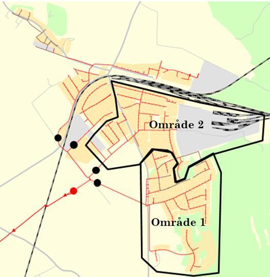 Utredning Tillberga Under 2016 arbetade Mälarenergi med flödesmätningar, överläckagekontroller och anslutningskontroller i område 1 i Tillberga, se område i figur 5.