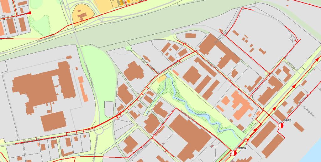 SBR3 Figur 7: Aktuellt område uppströms SBR3, Kolvägen. Strumpinfodring E18 - Rocklundamotet till Folkparksmotet Mälarenergis arbete på E18 tillsammans med Trafikverket har fortsatt under 2017.
