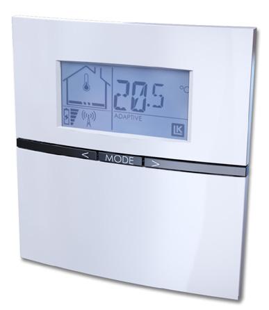 Rumsreglering NYHET Trådförbunden - ICS LK Termostat ICS-W Trådföbunden rumstermostat med bakgrundsbelyst display för enkel och tydlig funktionsvisning. Displayen visar bl.a. inställd och verklig temperatur, värme till/ från, driftläge samt ev.