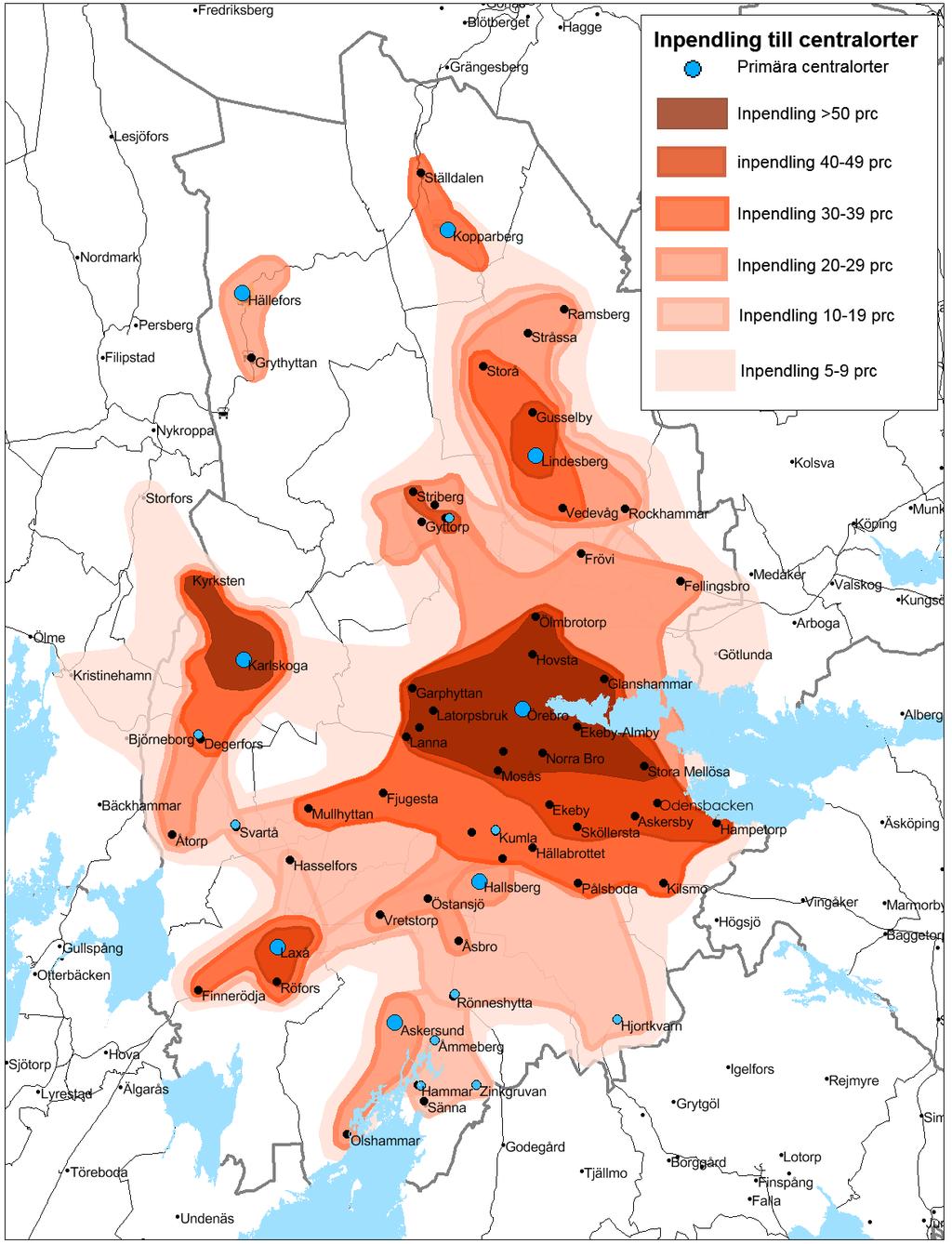 KS 73-2016/2 4.1.3 Regionförstoring En konsekvens av den ökade pendlingen är en fortsatt regionförstoring.