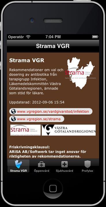 Antibiotika-app Strama VGR Iphone: hämtas
