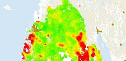 Koloniserandet sker nu alltmer i områden utanför de gamla Jönköping Karlskoga Lidköping Kungsbacka Göteborg Borås Kinna Mosaiklandskap Mosaiklandskap Mölnlycke Täthet Onsala Täthet Hög Örebro Lindome