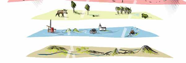 De tematiska analyserna syftar till att förklara varför landskapet ser ut och fungerar som det gör. LANDSKAPETS EKOLOGI LANDSKAPETS TIDSDJUP Figur 27. Illustration: Ingrid Fröhlich.