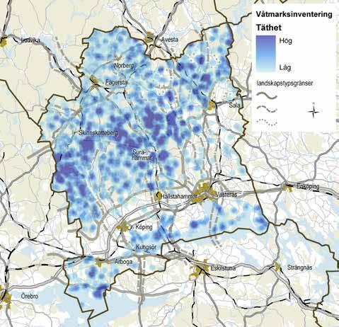 Ju rödare områden desto större förutsättningar för biologisk mångfald i mosaikmiljöer. Karta: Calluna. Bakgrundskarta: Lantmäteriet, Geodatasamverkan. Figur 63.