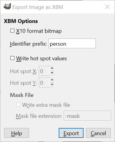 Design av grafik Spara sedan som X Bitmap-fil.