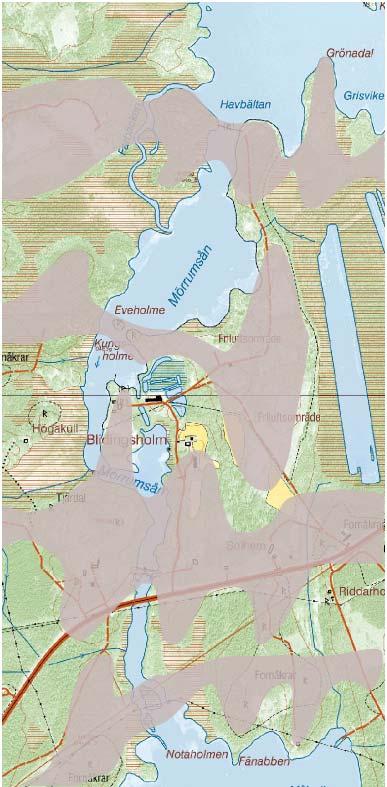 Åsnen och Brändeborgsfjorden utgör toppen på flera parallella moränryggar. Även spolformade moränryggar, drumliner, förekommer bland annat öster om Havbältan.