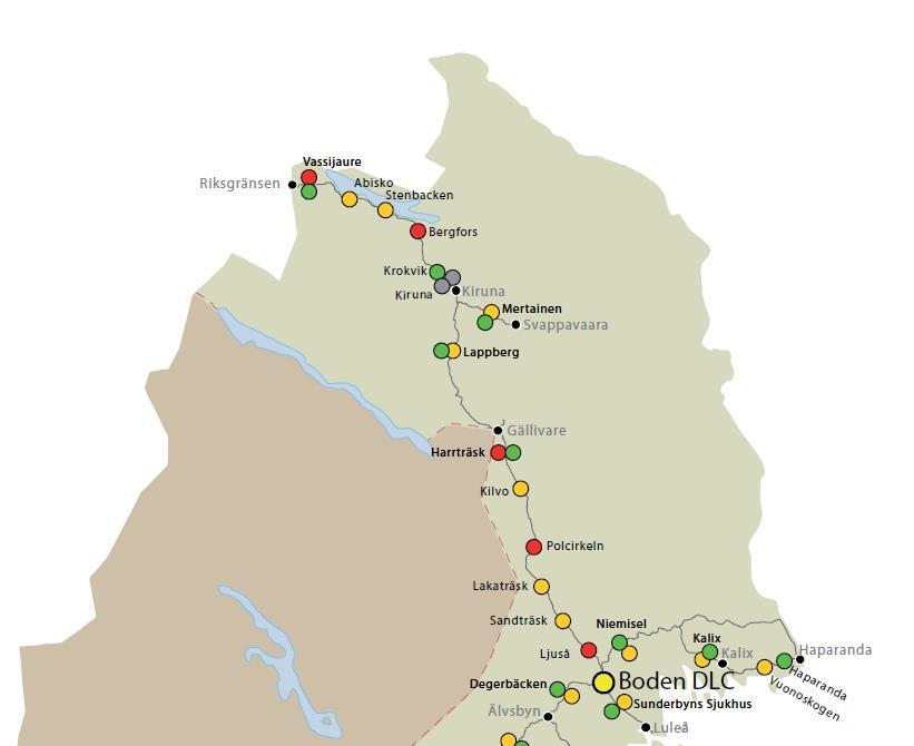 Verklighetslabb digital järnväg Regionkontor: Luleå Trafikcentral: Boden Malmbanan: Luleå Riksgränsen Haparandabanan: Boden Haparanda Mätstationer: