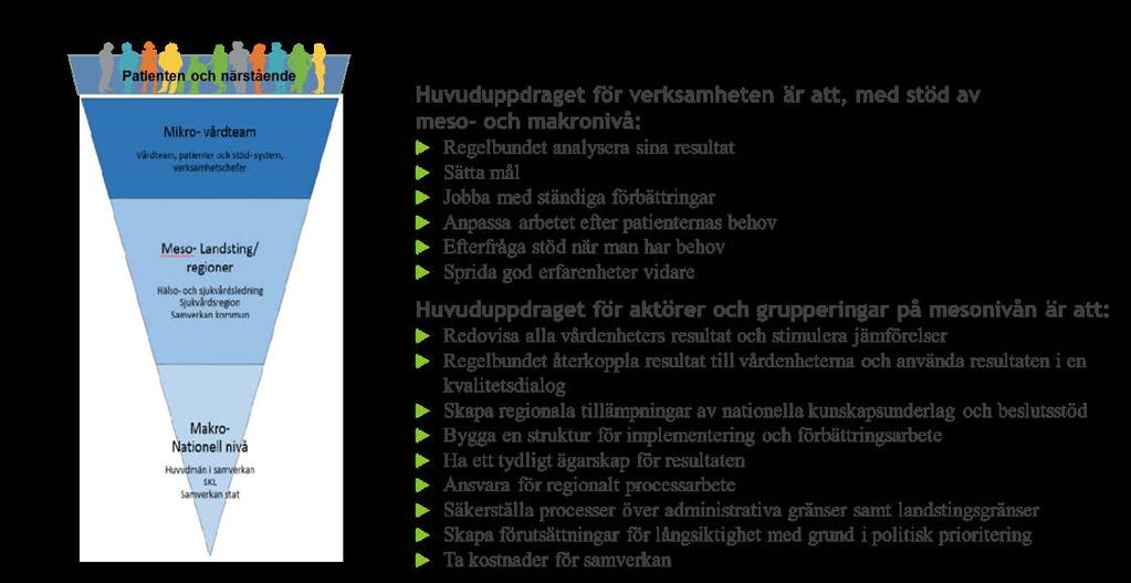 Bästa tillgängliga kunskap används i varje enskilt patientmöte Patientmötet följs upp och analyseras på såväl individnivå som på gruppnivå Ny kunskap snabbt kan omsättas, och ny kunskap genereras och