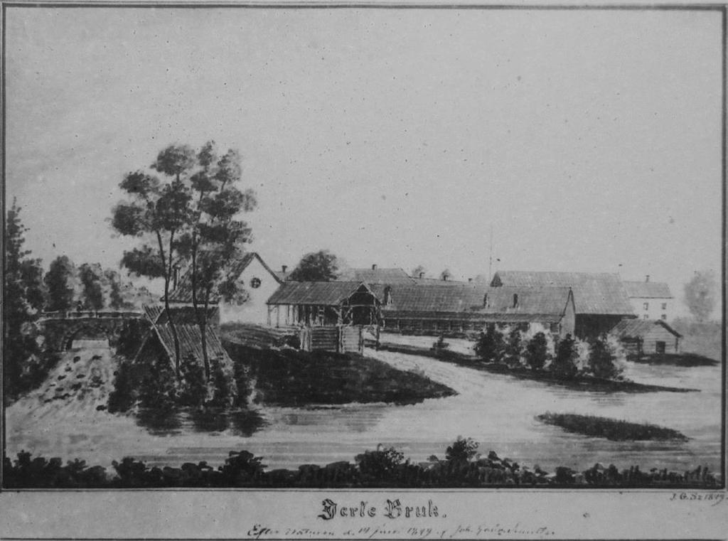 25 (31) Figur 17. Järle Bruk år 1849. Teckning av Johan Gabriel Schultz. Källa: Wikipedia Figur 18. Bebyggelsen omkring dammen i Järle.