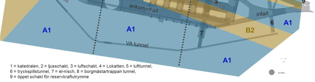 Norr om huvudkontakten domineras berggrunden av sedimentgnejs och söder om gränsen av granit.