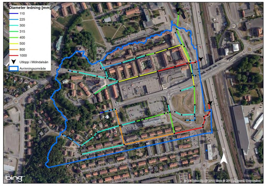 Ledningen i Bergmansgatan är uppdimensionerad från dagens system, från Ø 300 mm till Ø 500 mm. I Storgatan och Åbybergsgatan läggs nya ledningar.