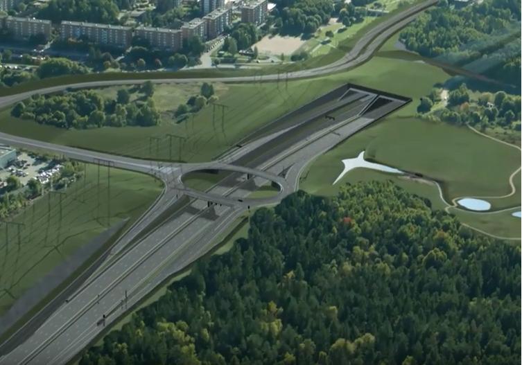 1.3 Målformulering Två broar som tillsammans utgör en del av den elliptiska cirkulationsplatsen i projekt FSE61 Trafikplats Akalla (Se Figur 1.