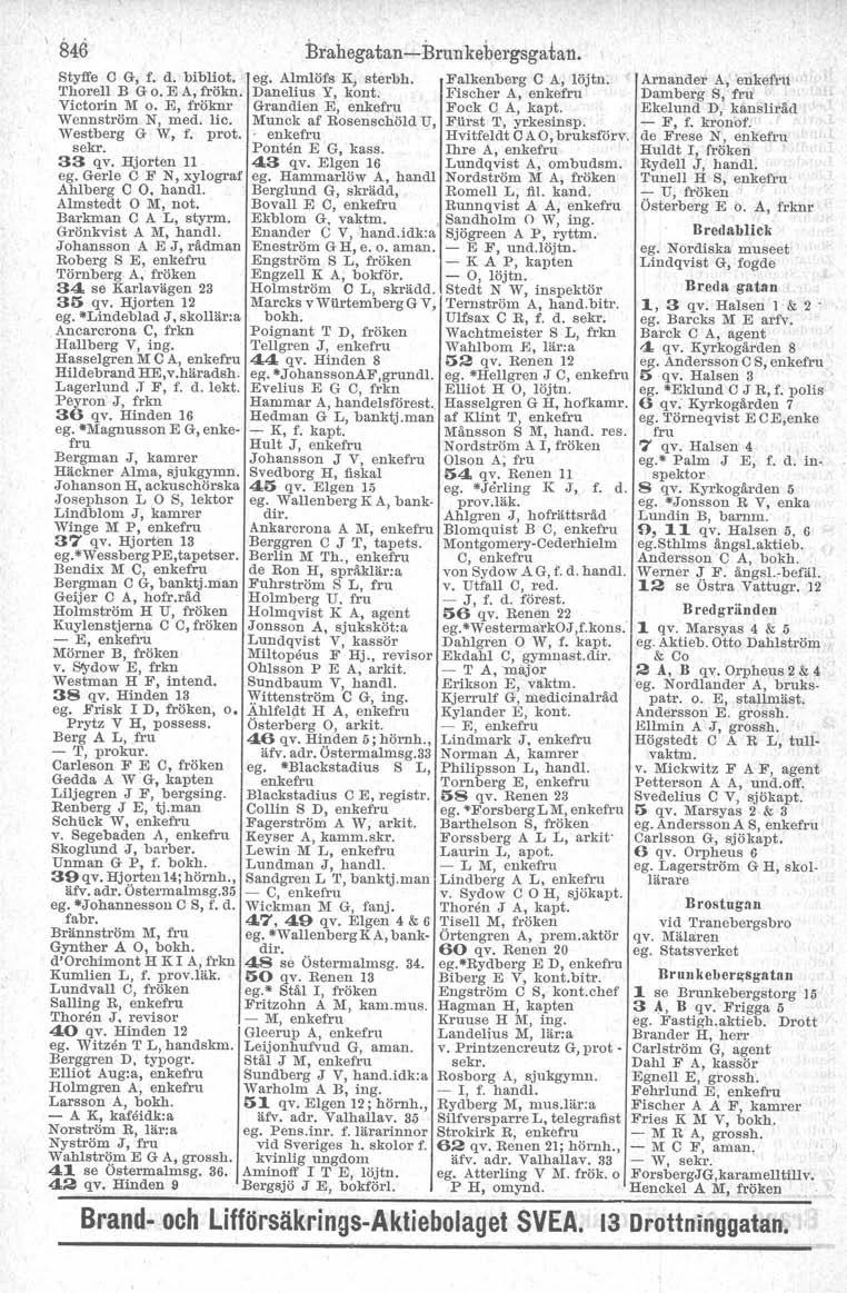 \ 846 Styffe C G, f. d. bibliot. 'L'horell B G o. E A, frökn. Victorin M o. E, fröknr Wennström N, med. lic. Westberg G W, f. prot. sekr. 33 qv. Hjorten 11 egogerle C F N, xylograf Ahlberg C O. hand!