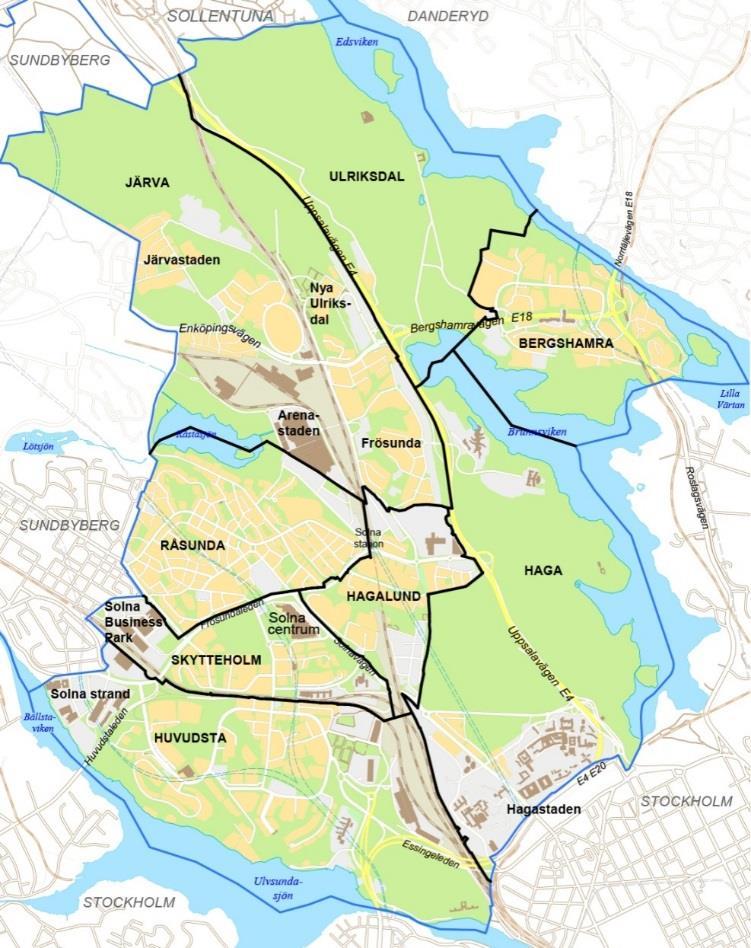 Solna stad Sveriges tredje minsta kommun, - 22 km² Medelstor svensk stad,