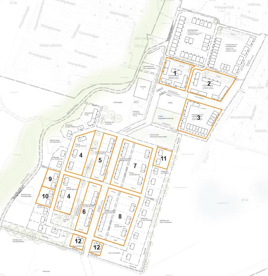 8(13) Tävlingsområde 8 Tävlingsområde 9 Tävlingsområde 10 Tävlingsområde 11 Tävlingsområde 12 Tävlingsområdet ligger på östra sidan av framtida Österåsgatan och är tänkt att i västra delen av