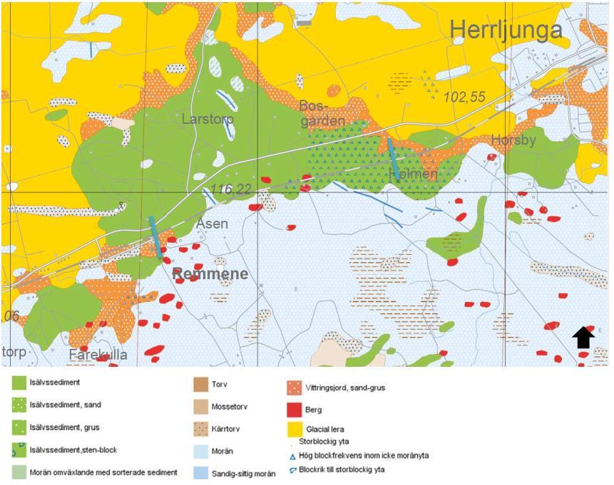 3.8 Byggnadstekniska förutsättningar I jordartskartan (figur 3) visas en översiktlig bild av markens geotekniska egenskaper.