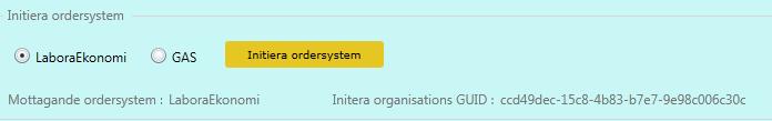 När ordermudulen har initierats ska det se ut som nedan, med en GIUD som hämtats in till Medarbetaren från webbtjänsten.