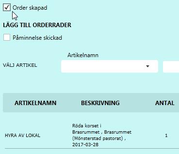 Antal och artikelns a pris ger orderradens pris. Rabatt kan anges och påverkar totalsumman för orderraden. Orderradens pris och totalsumma kan inte påverkas på andra sätt än via antal och rabatt.