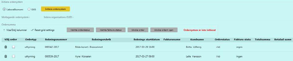 Klar för order För varje deltagare i gruppen, som faktura ska skickas till, markerar man här att ordern är klar och att fakturering kan ske.