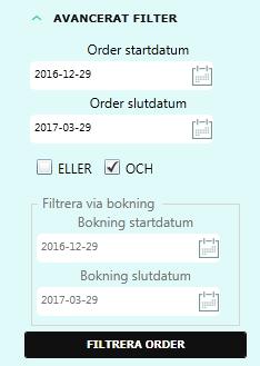 Under orderlistan som standard visas alla orderrader som ännu inte skickats iväg till webbtjänsten, har dessa orderrader ännu inte fått någon orderstatus.