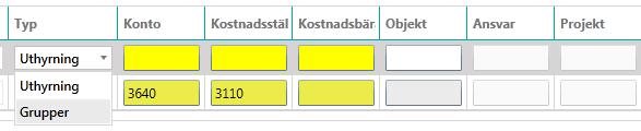 Artikelnamn registreras och pris för artikel väljs från en vallista som innehåller de priser som registrerats i prislistan.